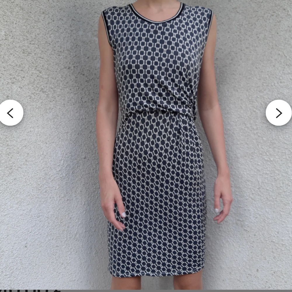 Weekend Max Mara Navy and White Midi Dress